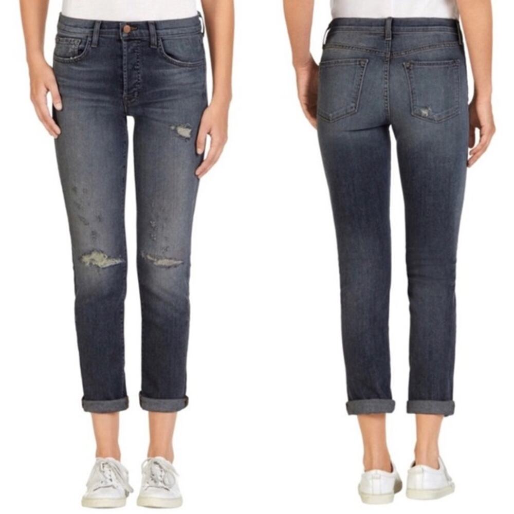 J Brand Caitland Jeans Slim Boyfriend Revolution Distressed Button Fly 28
